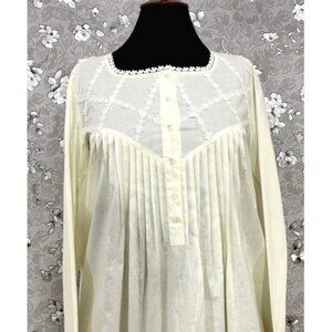 SoieRose Victorian Ivory Nightgown with Long Sleeves – 100% Cotton Sleepwear-SR-